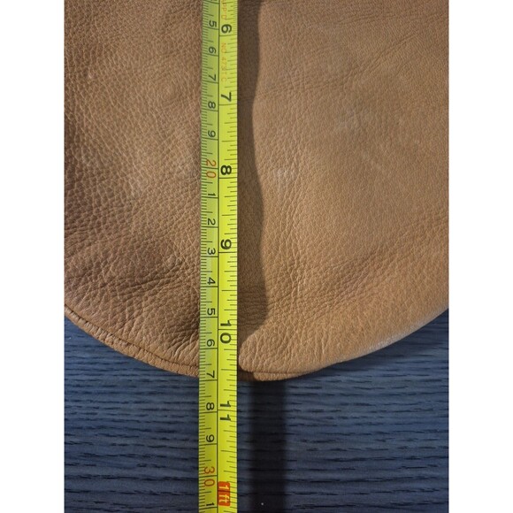 Vintage Genuine Leather Drawstring Pouch Camel Tan Color With Wooden Bead Accent - Picture 14 of 16